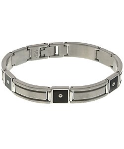 Stainless Steel Onyx and Diamond Men's Bracelet