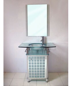 Glass Vanity with Single Door Glass Cabinet