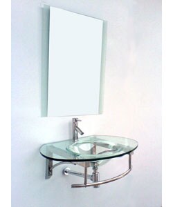 Modern Wall-mounted Glass Vanity and Faucet