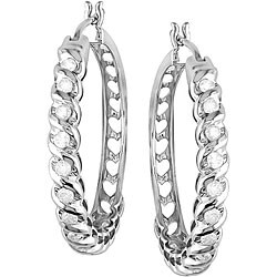 14k White Gold 1ct Diamond Hoop Earrings ( I-J, I3 )