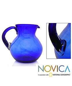 Glass Cobalt Light Pitcher (Mexico)