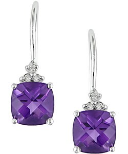 10k White Gold Amethyst Hook Earrings