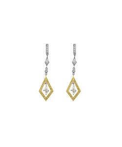 Two-tone Vintage CZ Drop Earrings