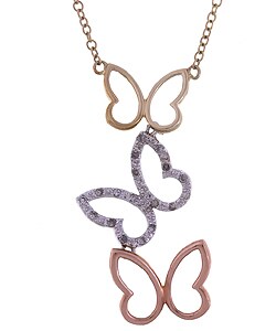 10k Gold 1/10ct TDW Diamond Butterfly Necklace (I, I3)