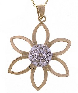 10k Gold 1/8ct TDW Diamond Flower Necklace (I, I3)