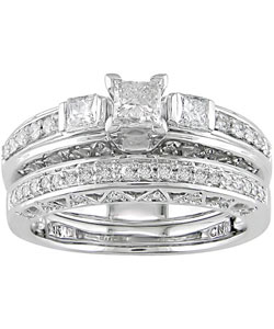 14k White Gold 3/4ct Diamond Wedding Ring Set