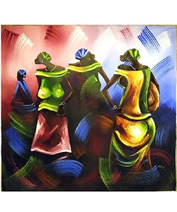 Dancing Market Women Canvas Painting (Ghana)