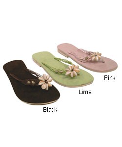 Journee Collection MicroSuede Seashell Flip Flops