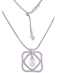 14k White Gold White Freshwater Pearl Symmetric Necklace