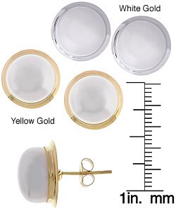 14k Button Freshwater Pearl Earrings
