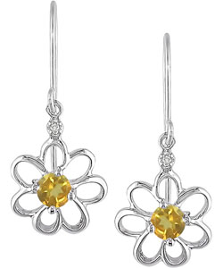 10k White Gold Citrine November Birthstone Earrings