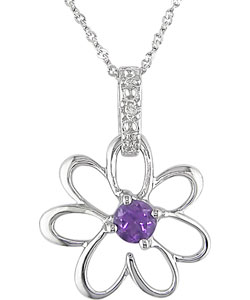 10k Amethyst Diamond February Birth Stone Pendant