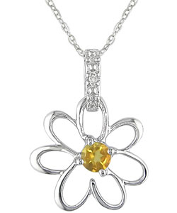 10k Citrine Diamond November Birth Stone Pendant