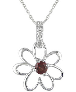 10k Garnet Diamond January Birth Stone Pendant