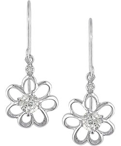 10k White Sapphire Diamond April Birth Stone Earrings