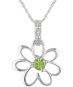 10k Peridot Diamond August Birth Stone Necklace
