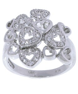 Sterling Silver Multiple Hearts Cubic Zirconia Ring