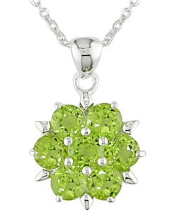 Sterling Silver Peridot Flower Necklace  (Set of 3)