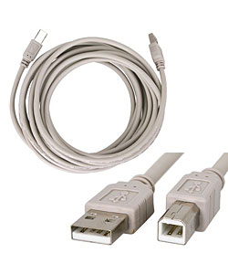 15-foot White USB 2.0 A to B M/M Printer Cable