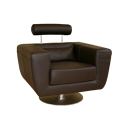 Leather Swivel Chair with Adjustable Headrest
