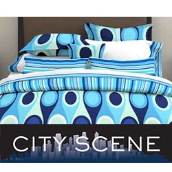 City Scene Retro Radar Blue 7-piece Bedding Ensemble