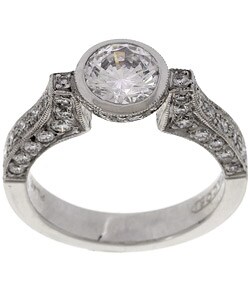 Tacori Platinum 7/8ct TDW Diamond CZ Engagement Ring