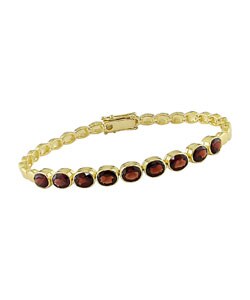 18k Yellow Gold Oval Garnet Bracelet