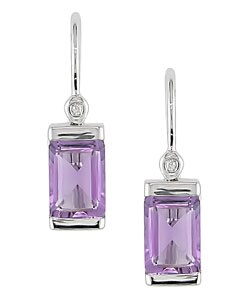 10k White Gold Amethyst Leverback Earrings