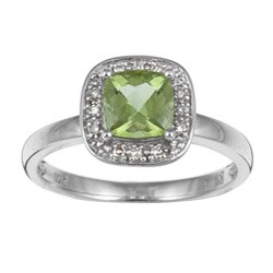 10k White Gold Square Peridot Ring