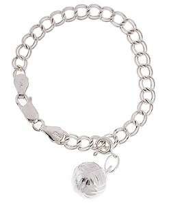 Sterling Silver Volleyball 6-inch Sports Charm Bracelet