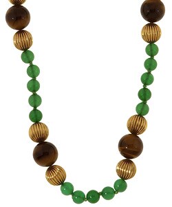 Tiger's Eye and Green Onyx Bead Necklace