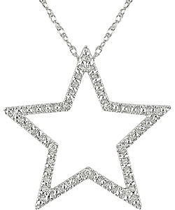 10k White Gold Diamond Accent Star Necklace