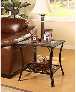 Slate/ Glass/ Steel End Table