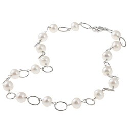 DaVonna Sterling Silver White Freshwater Pearl 16-inch Necklace (7-7.5 mm)