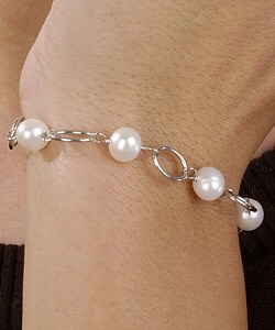 DaVonna Sterling Silver Cultured Freshwater Pearl Bracelet