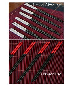 Silver Leaf Chopsticks Gift Set (6 Pair)