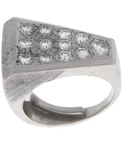14k White Gold 7/8ct TDW Diamond Slant Top Ring