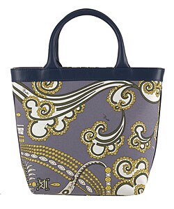 Emilio Pucci Blue Canvas Tote Bag w/ Leather Trim