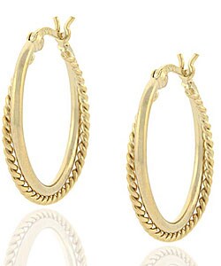 18k Gold Overlay Sterling Silver Hoop Earrings