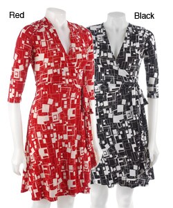 Ruby 3/4-sleeve Geometric Print Wrap Dress