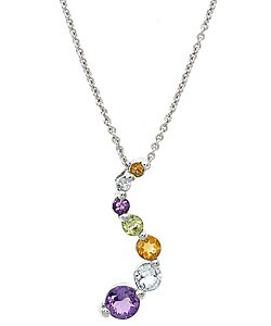 Glitzy Rocks Sterling Silver and Gemstone Journey Pendant