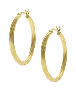 18k Gold over Silver Corrugated Hoop Earrings
