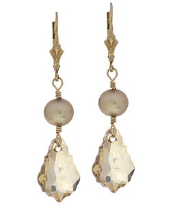 Charming Life Champagne Gold Tone Crystal and Pearl Earrings