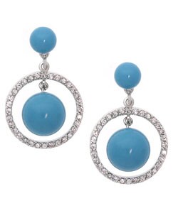 Icz Stonez Sterling Silver Synthetic Turquoise CZ Earrings