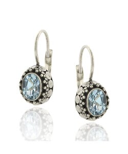 Glitzy Rocks Sterling Silver 2ct TGW Oval Blue Topaz Leverback Earrings