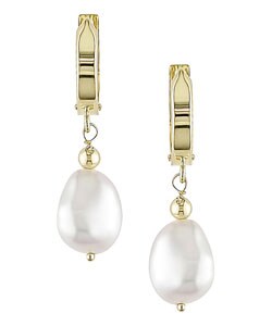 14k Yellow Gold 9-10mm Cultured FW Pearl Drop Earrings