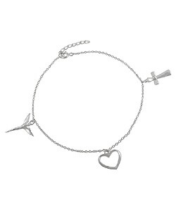 Sterling Silver Religious Themed Polished Anklet