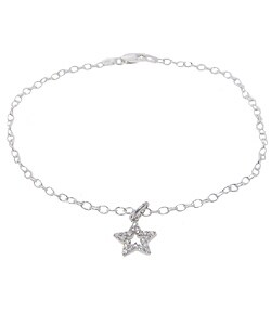 Tressa Italian Sterling Silver CZ Star Anklet