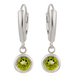 Glitzy Rocks Sterling Silver Peridot Leverback Earrings