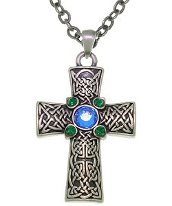 Jeweled Celtic King Pewter Cross Necklace